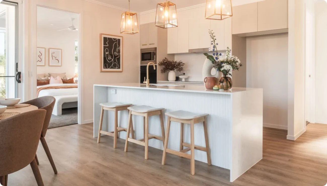 Thyme Canungra retirement living – kitchen island and dining – SR Joint Sealer